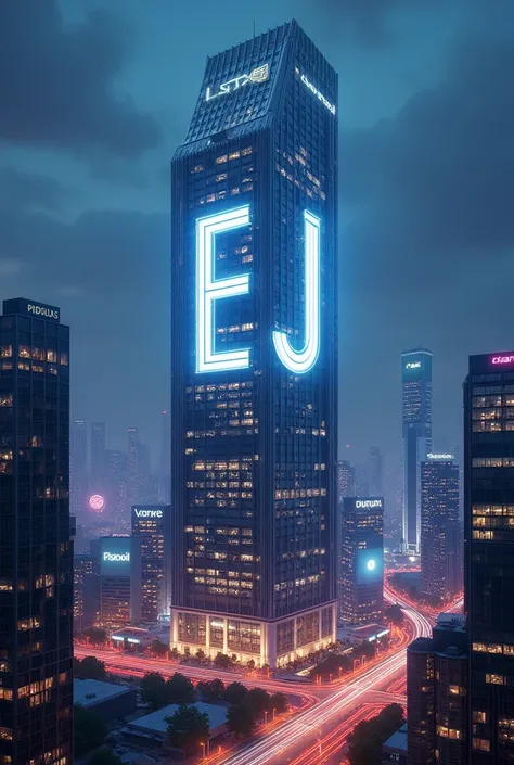 Skyscraper with a letter of EJ