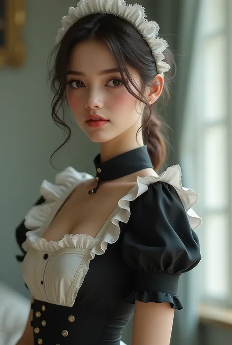 a sexy girl wearing a maid clothes