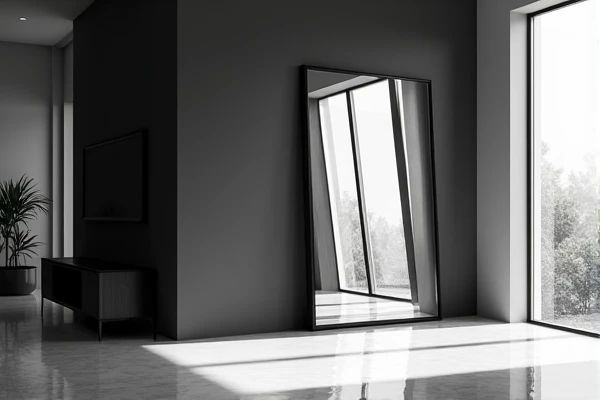 Mirror in a Black and white office room