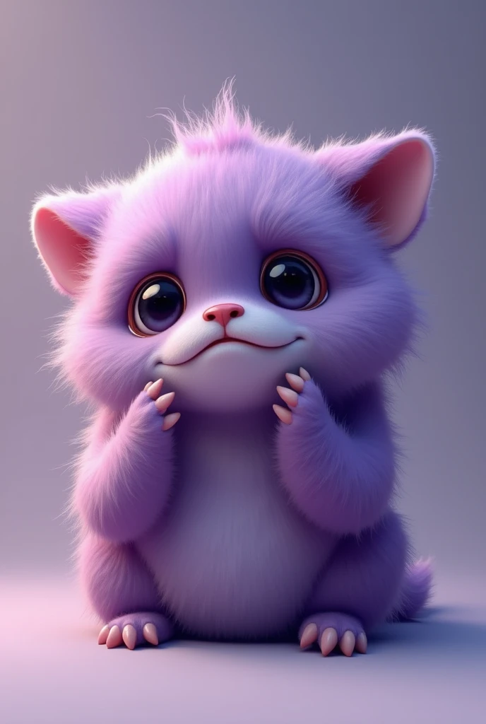 Cute purple furry monster sad