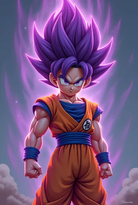 Dragon Ball Super character concept art, whole body, color, illustration, Soft lighting, Smooth details, Oil on canvas, Octane Rendering, HD, Trending on ArtStation, Purple light shines on your face, Super Saiyan 4K, 8K, HD