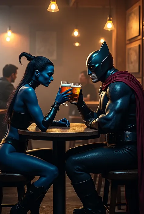 Magneto and Mystique drinking beer 