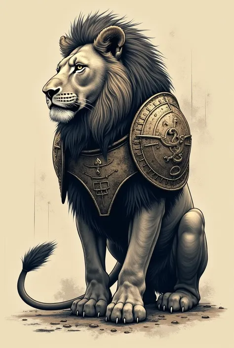 Animal Guardian Tattoo, Lion,rudimentary armor