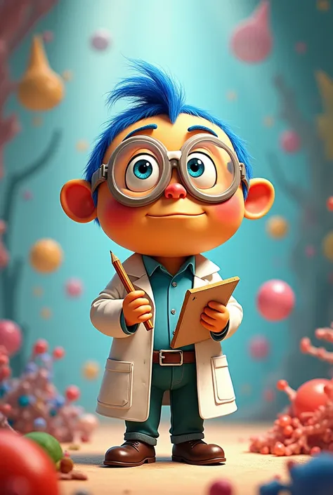 Little Noginho from the movie Inside Out Dressed as a Biologist Drawing 