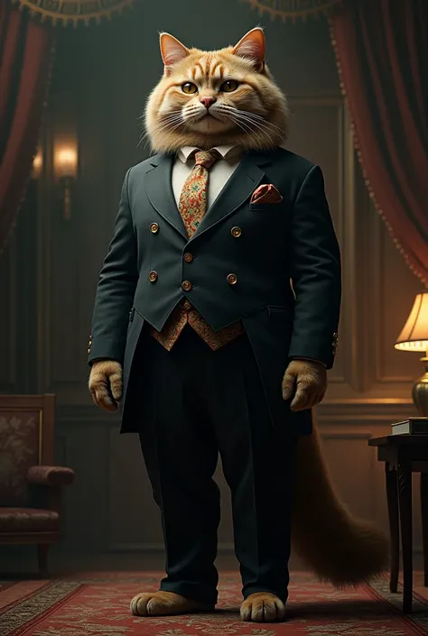 Giant cat dressed in a suit