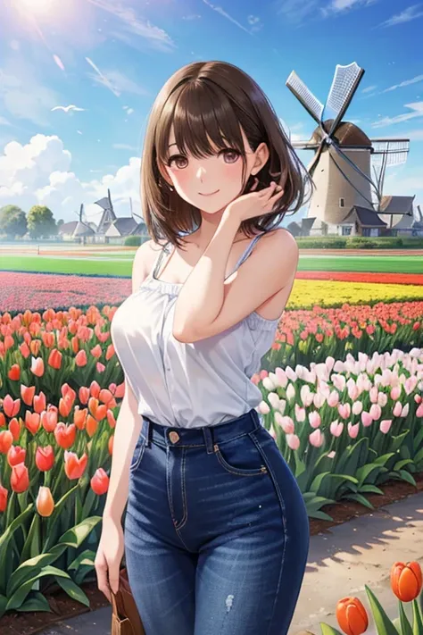 anegasaki nene、Shiny brown hair, short hair, (Beautiful brown eyes、Sparkling eyes, Fine grain)、smile、Ultra-detailed eyes、Highly detailed face, Highly detailed eyes,




1 Woman Standing, (Looking at the audience), Sleeveless black one-shoulder knit、Denim p...