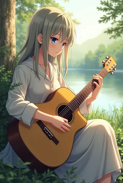 nao tomori from anime Charlotte with guitar
