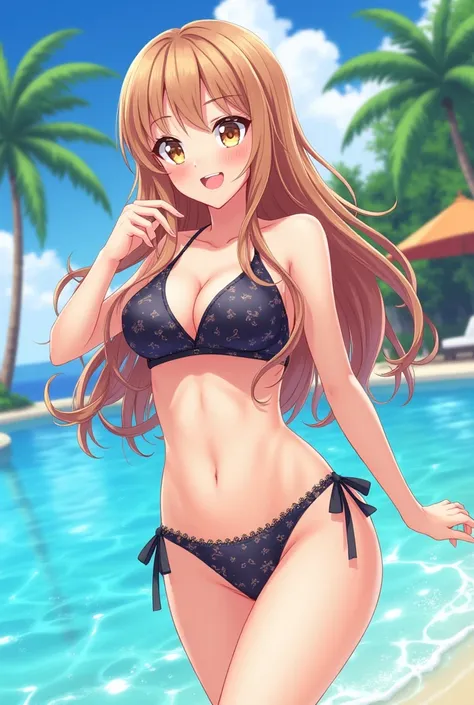 Create an anime character in a bikini 
