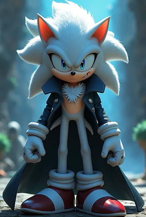 Silver character from the Sonic universe as Satoru Gojo.