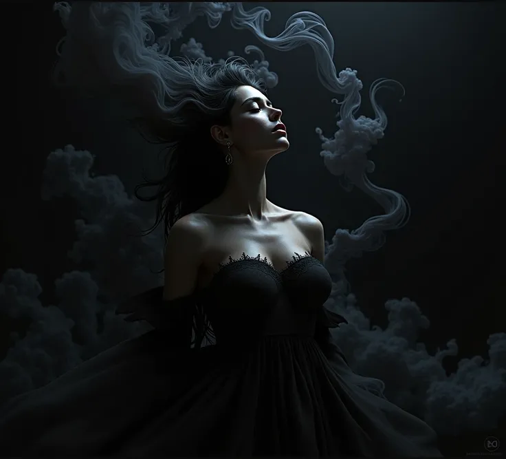 a dark ghostly spirit made of black smoke, 1girl, giant breasts, blue colors, ethereal, dramatic, dark fantasy, (best quality,4k,8k,highres,masterpiece:1.2),ultra-detailed,(realistic,photorealistic,photo-realistic:1.37),HDR,UHD,studio lighting,ultra-fine p...