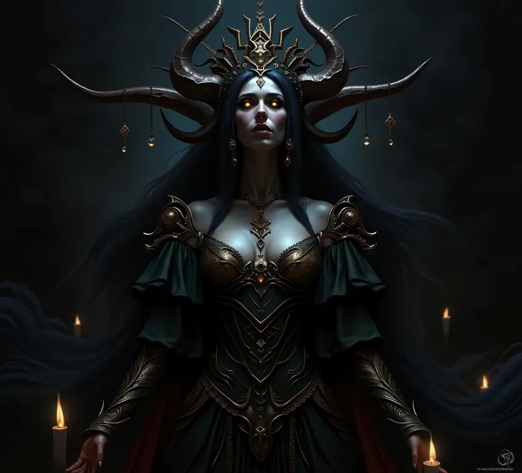 A symmetrical tarot card concept art of danahamm in a very provocative outfit as the queen of elves, Lovecraft Madness theme, by Lee Bursten, Tarot512, 8k, high detail, intricate, masterpiece, photorealistic, cinematic lighting, dark fantasy, cinematic com...