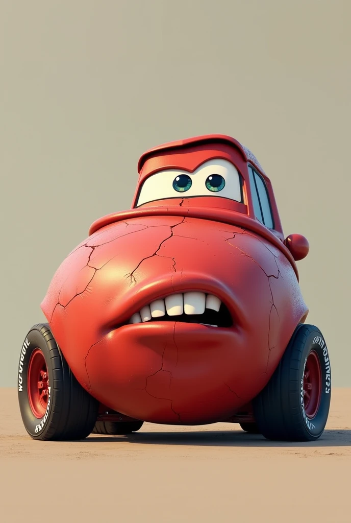 Create an image of the car Lightning Macqueen from the movie Cars extremely obese 