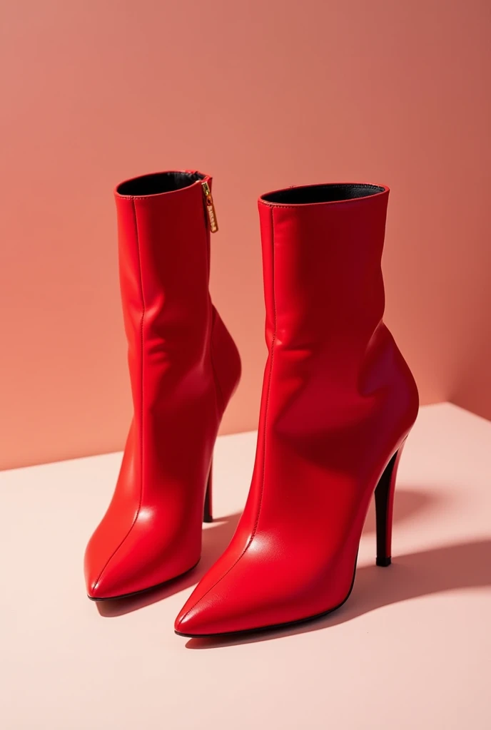 A pair of red dance boots, Closed ankle stiletto heels in flaming square Instagram format