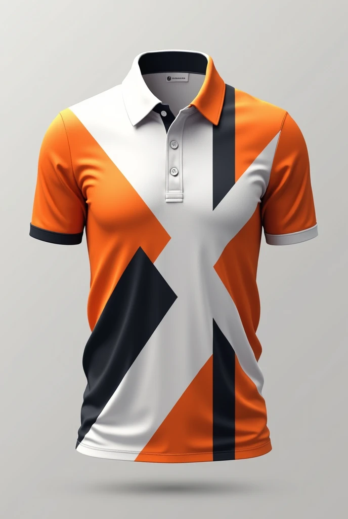 polo jersey front and back view design white orange and black no human 