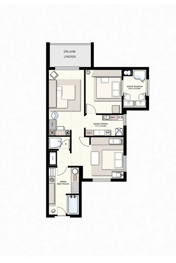  Plan of the second floor of a 60 square meter house.