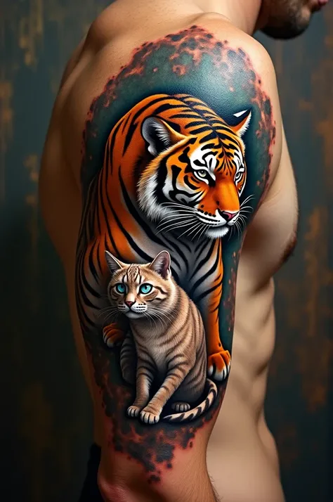 Tiger and cat tattto