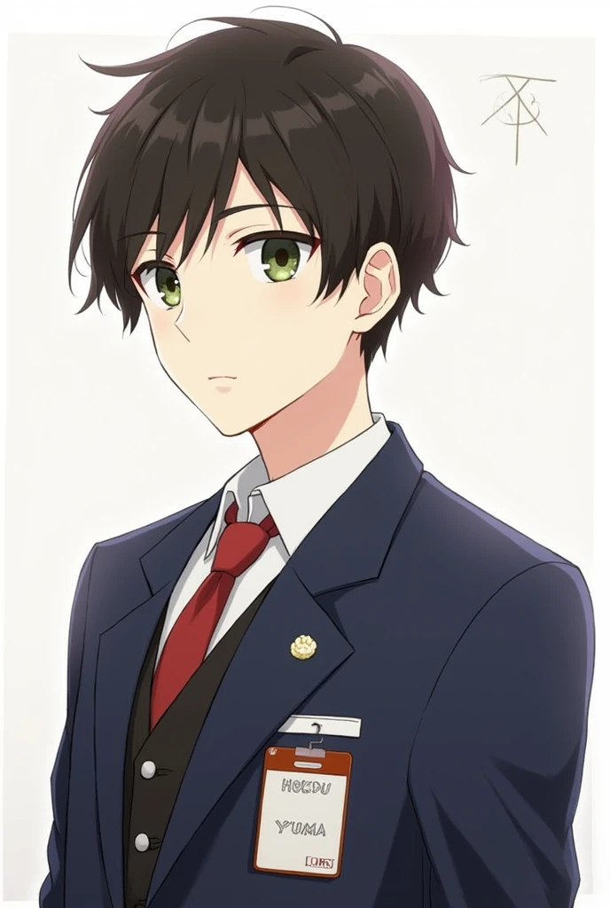 24 Beidou Yuma（Hokuto Yuuma）（Boys&#39; class representative）

Hairstyle：Short dark brown hair、Mash Hair Color：Deep Green Height：180cm Clothing：Neat uniform style、Nametags and badges that emphasize your identity。