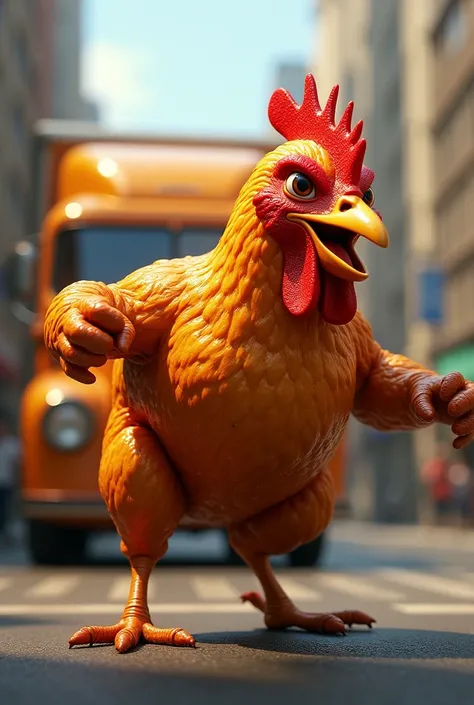 Make a chicken headbutt a truck, it is designed and already appears in the form of a roast chicken, It&#39;s a logo for a roasting business, the name of the enterprise is "BB"