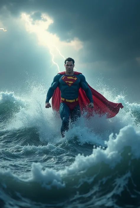 Superhero caught in the sea