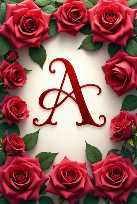 Letter A in letter format with roses  