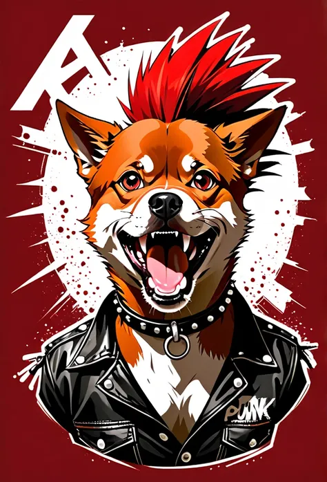 a close-up of a dog with a mohawk on its head, rock punk, punk, punk art, punk
estilo de arte da capa do álbum rock punk, wearin...