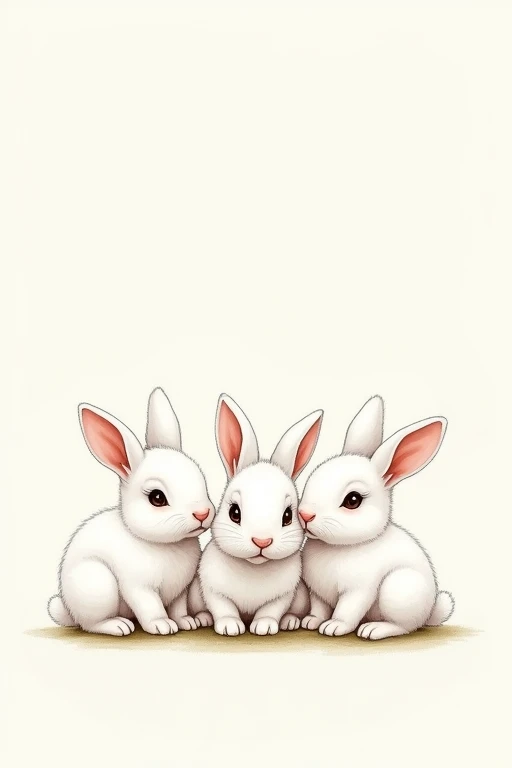 Drawing of three white bunnies (to trim)
