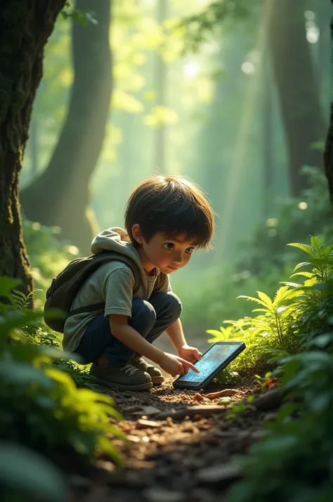 Boy finds phone in forest 