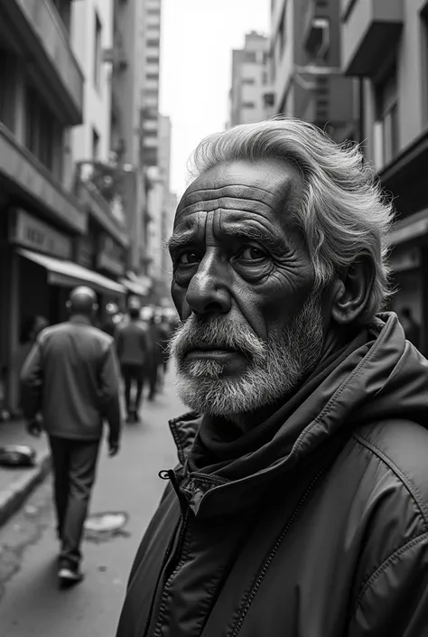 art about the homeless movement in São Paulo in black and white
