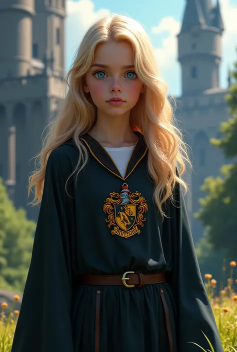 An  girl, blonde, blue eyes and Gryffindor