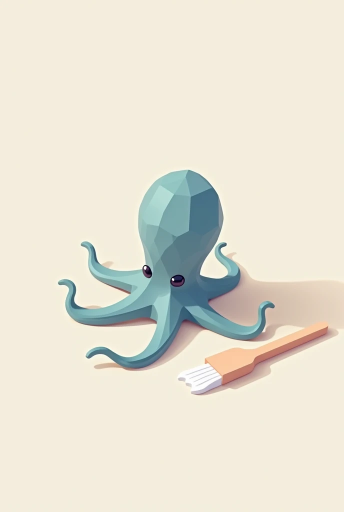 An octopus and a brush in isotype style