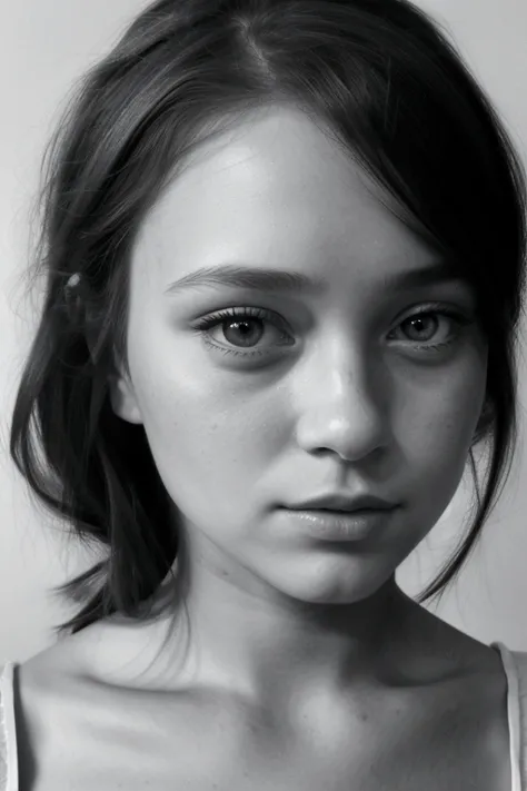 (drawingportraitrealism:1.2),drawing of portrait black and white beautiful girl Canadian girl ultra Realistic finish réalistic,on a paper A3 on a desktop, (thedrawingisonadesktop) qualité image iPhone 14, 108 mega pixel quality photo, 