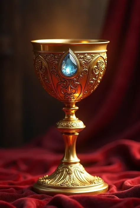 golden chalice with a teardrop-shaped jewel in the middle