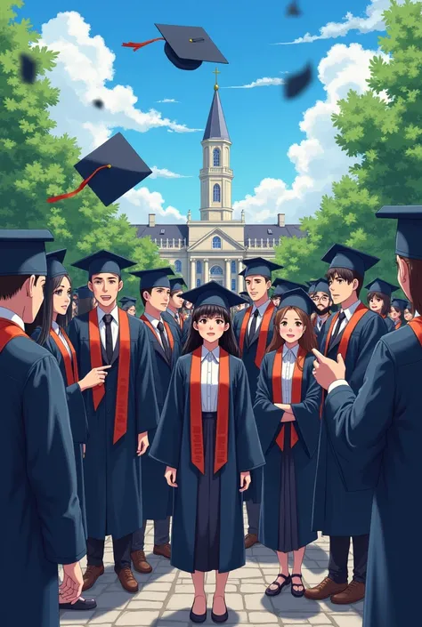 Arts, University, men and woman graduated, anime