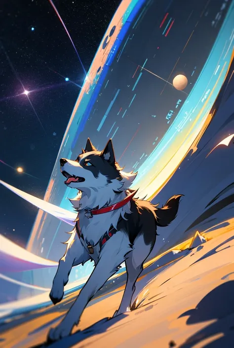 Alaskan Husky travels through the solar system