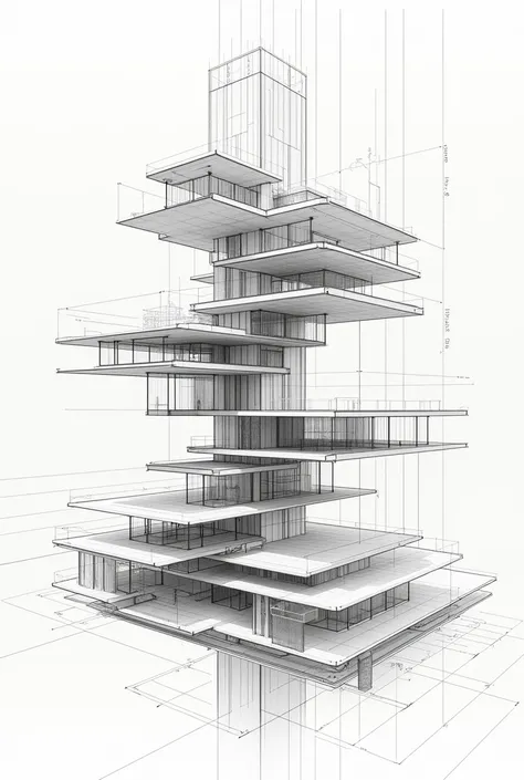 Commercial dynamism schematic drawing architecture 
