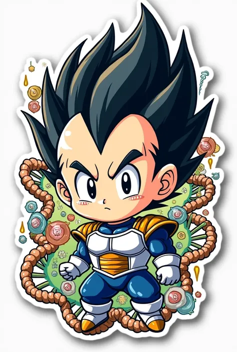 Sticker Chibi Vegeta the periodic table and integrated with a DNA chain 
 