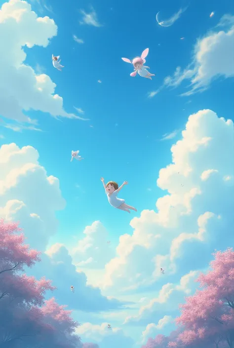 Generates 4K resolution (400x900) Fascinating Studio Ghibli anime style images, No one has ever seen or imagined、Depicting a truly beautiful sky world, Soft colors accentuate the Studio Ghibli aesthetic:: Illustration --ar 4:9