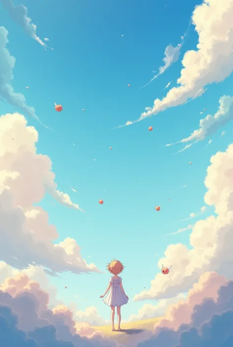 Generates 4K resolution (400x900) Fascinating Studio Ghibli anime style images, No one has ever seen or imagined、Depicting a truly beautiful sky world, Soft colors accentuate the Studio Ghibli aesthetic:: Illustration --ar 4:9