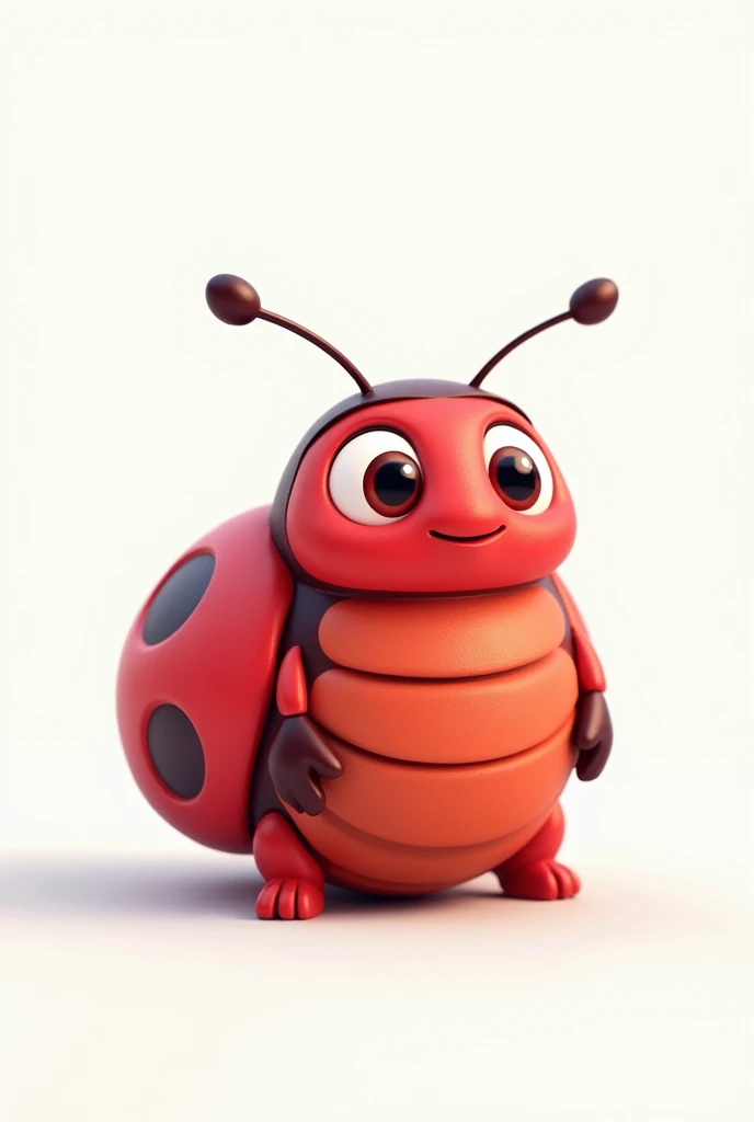 3d cute looking catoon red bug in white background 
