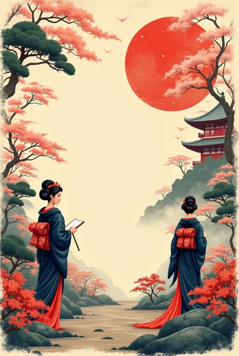 Japanese style posters.Leave some space in the middle for a 