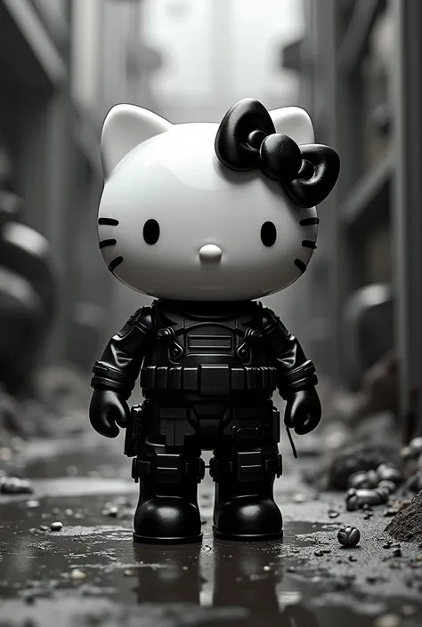 Hello Kitty mixed with black and white military
