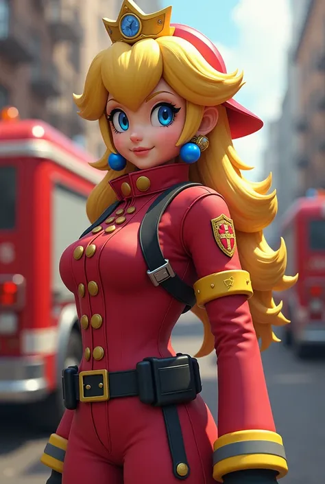 Princess Peach in firefighter uniform