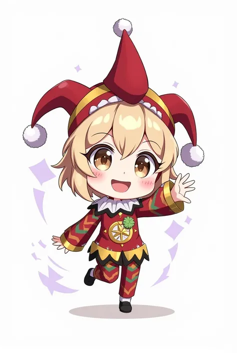 Make a chibi avatar with the Harlequin character from Genshin Impact