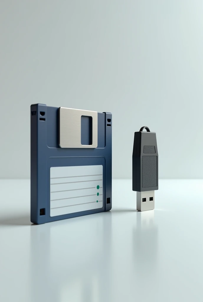 Create an image with the evolution of the floppy disk to the pendrive size 300 vs 800