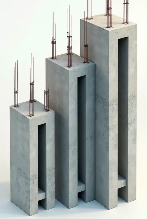 generates an image showing construction details of reinforced concrete but without text only pointing out the details.


