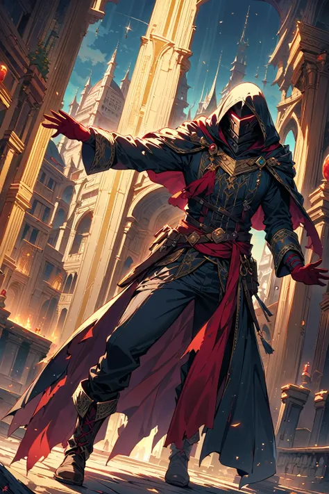 Imagine a scenario reminiscent of Assassins Creed, where a skilled rogue, clad in a dark hooded cloak, prowls the labyrinthine alleys of a bustling city. In the heart of the metropolis lies a grand palace, heavily guarded and brimming with riches. Our rogu...