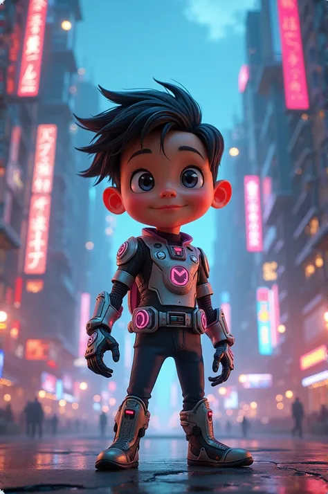 Disney boy but cyberpunk aesthetic 