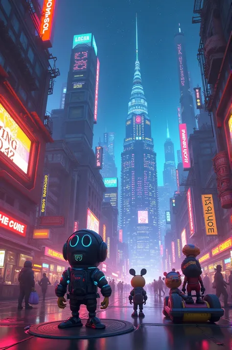 Cyberpunk but Disney aesthetic 