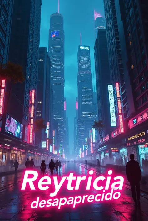 "A vibrant, futuristic cyberpunk scene with an urban and technological atmosphere. In the background, towering skyscrapers are illuminated by neon lights, and the streets are filled with glowing signs and holograms. The image should feature the scene with ...