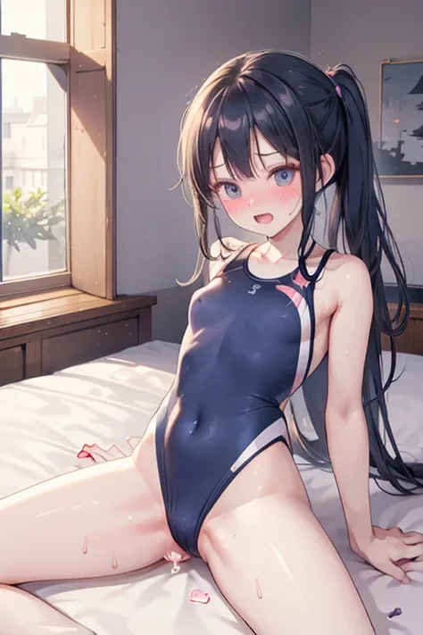 (Highest quality)), ((masterpiece)), (detailed), 一人ののBeautiful woman，Very sexy，(((Small breasts 1.5,One Piece Navy Blue Competition Swimsuit))),By the pool,
Beautiful woman，Beautiful little face，Beautiful teeth alignment，Beautiful 8-head body line，Slender ...